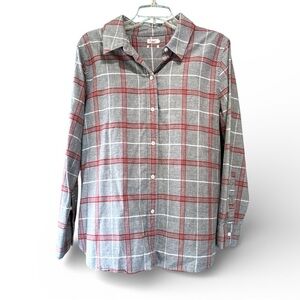 Faherty Gray and Red Plaid Button Down Shirt